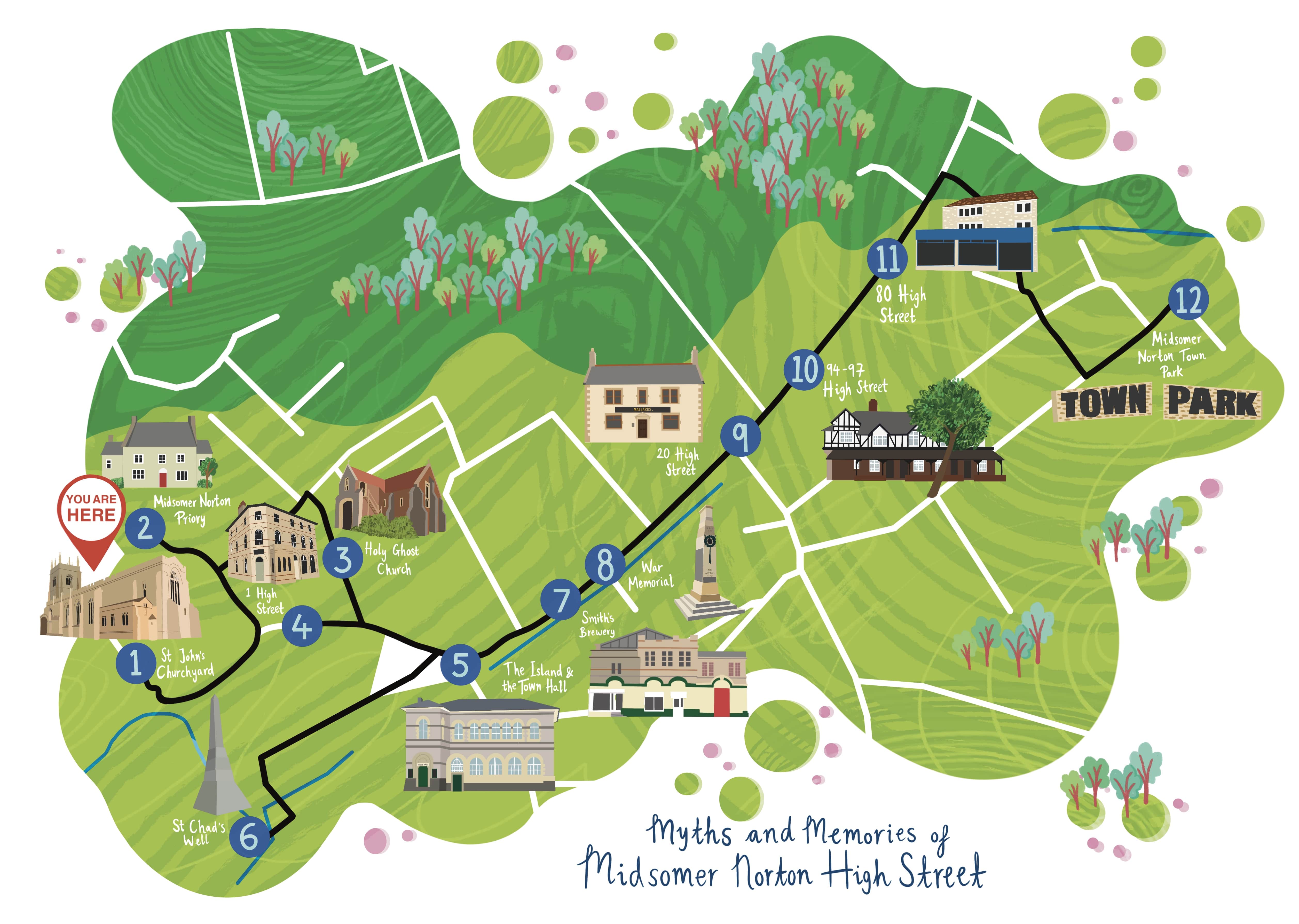 A map showing the town.